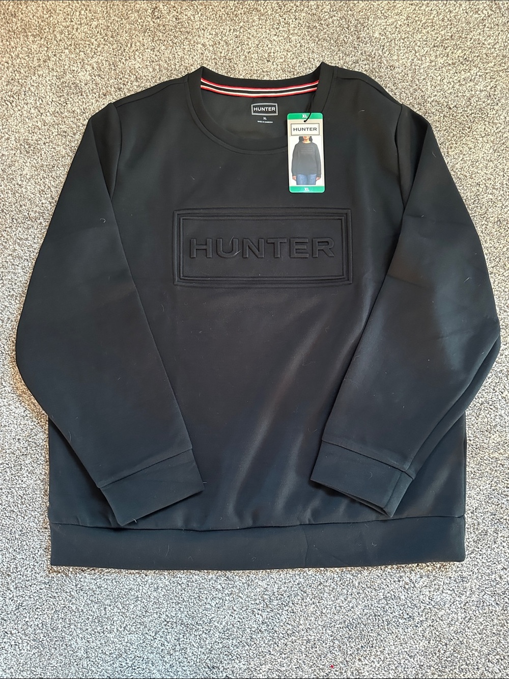 Hunter Black Embossed Logo Crewneck Sweatshirt